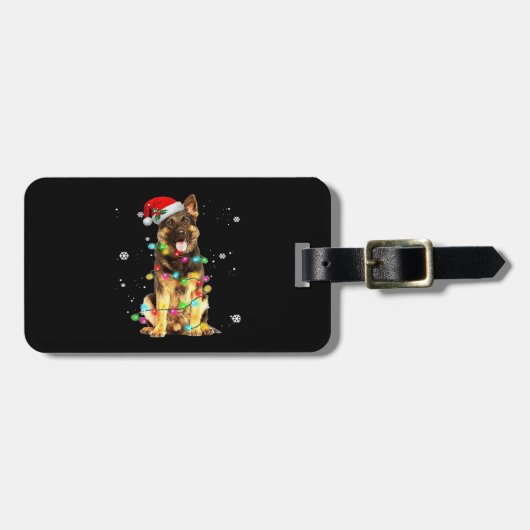 Deutscher Schäferhund Baum Weihnachtspullover Xmas Gepäckanhänger (Vorderseite horizontal)