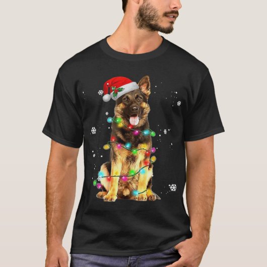 Deutscher Schäferhund Baum Weihnachtspullover Xmas T-Shirt (Vorderseite)