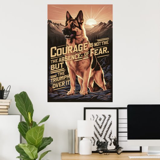 Deutscher Schäferhund bei Sonnenuntergang Poster (Heimbüro)