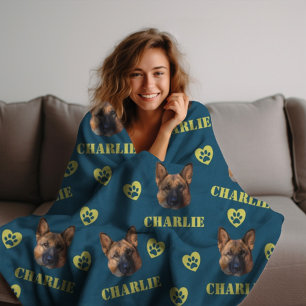 Deutscher Schäferhund, benutzerdefiniertes Foto un Fleecedecke