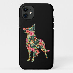 Deutscher Schäferhund Blume Lustiger Hund Silhouet Case-Mate iPhone Hülle