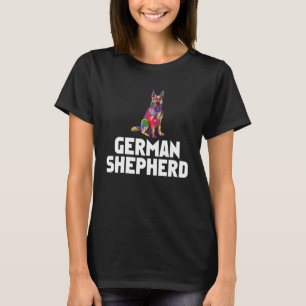 Deutscher Schäferhund Bunter Lustiger Hund T-Shirt