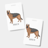 Deutscher Schäferhund-Cartoon Ausweis (Vorder- & Rückseite)