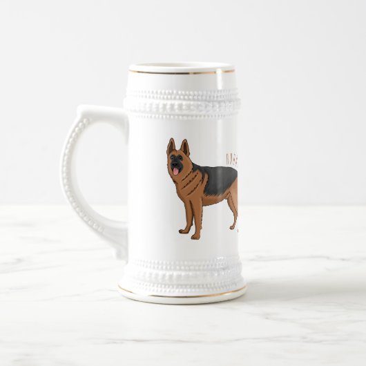 Deutscher Schäferhund-Cartoon Bierglas (Links)