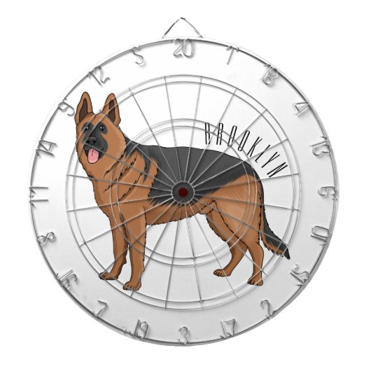 Deutscher Schäferhund-Cartoon Dartscheibe (vorne)
