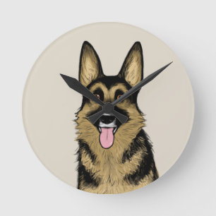 Deutscher Schäferhund Cartoon Dog Pet Art Runde Wanduhr