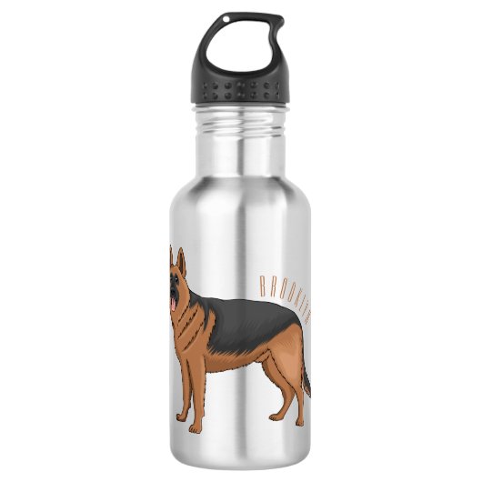 Deutscher Schäferhund-Cartoon Edelstahlflasche (Vorderseite)