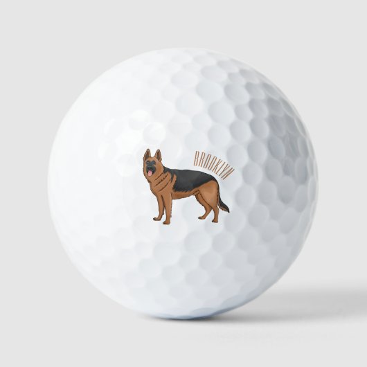 Deutscher Schäferhund-Cartoon Golfball (Vorderseite)