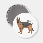 Deutscher Schäferhund-Cartoon Magnet (Vorderseite/Rückseite)