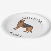 Deutscher Schäferhund-Cartoon Pappteller (Schrägansicht)