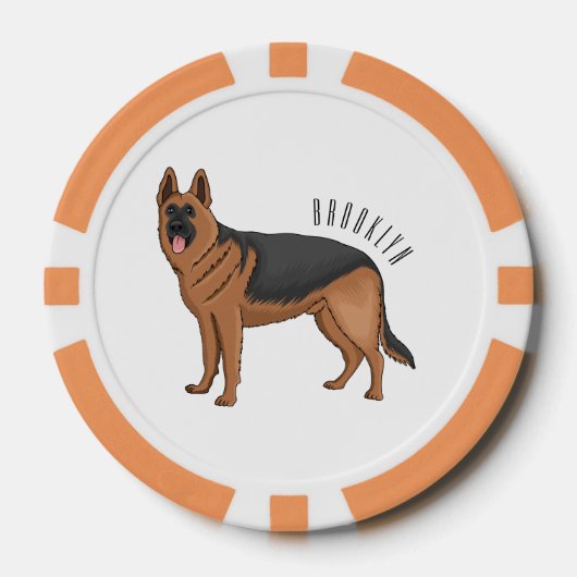 Deutscher Schäferhund-Cartoon Pokerchips (Vorderseite)