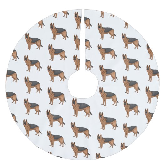Deutscher Schäferhund-Cartoon Polyester Weihnachtsbaumdecke (Vorderseite)