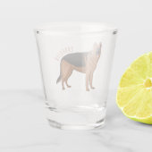 Deutscher Schäferhund-Cartoon Schnapsglas (Rückseite)