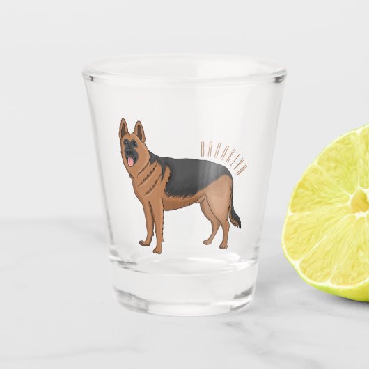 Deutscher Schäferhund-Cartoon Schnapsglas (Vorderseite)