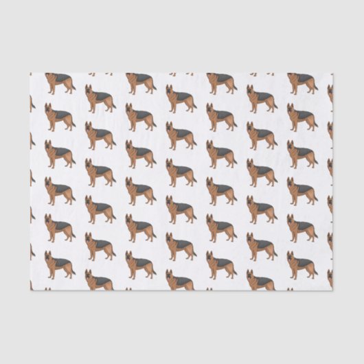 Deutscher Schäferhund-Cartoon Seidenpapier (Vorderseite)