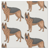 Deutscher Schäferhund-Cartoon Stoff (Nahaufnahme)