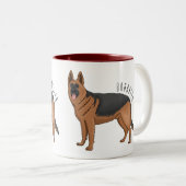 Deutscher Schäferhund-Cartoon Zweifarbige Tasse (VorderseiteRechts)