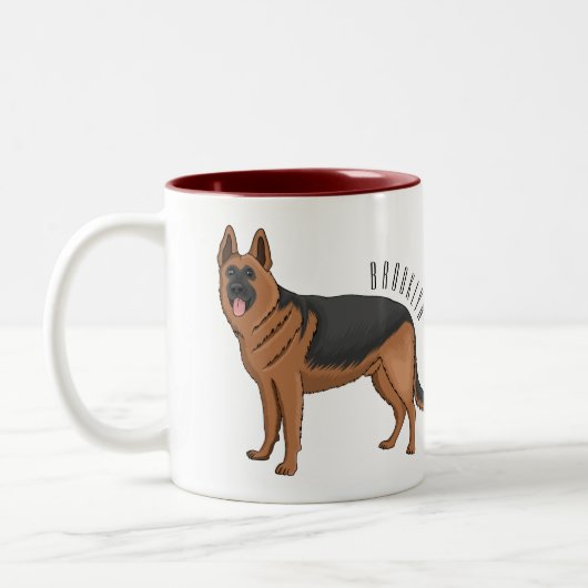 Deutscher Schäferhund-Cartoon Zweifarbige Tasse (Links)