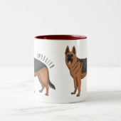 Deutscher Schäferhund-Cartoon Zweifarbige Tasse (Mittel)