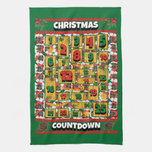 Deutscher Schäferhund Countdown Weihnachten Advent Geschirrtuch