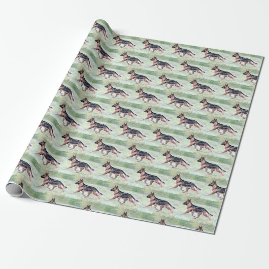 Deutscher Schäferhund, der Hunde befördert Geschenkpapier (Ungerollt)