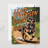 Deutscher Schäferhund, der mit Herz läuft Postkarte (Vorne/Hinten)