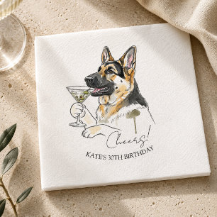 Deutscher Schäferhund Dirty Martini Cocktail Serviette