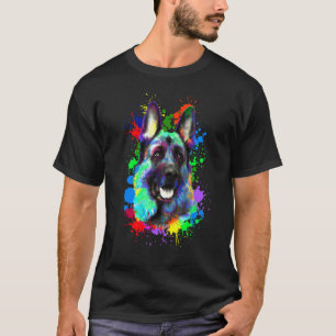 Deutscher Schäferhund Dog Animal Water Art T-Shirt