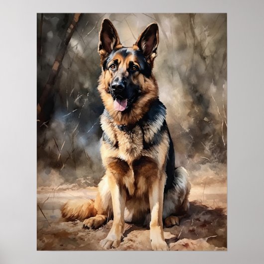 Deutscher Schäferhund Dog Art Print Poster (Vorne)