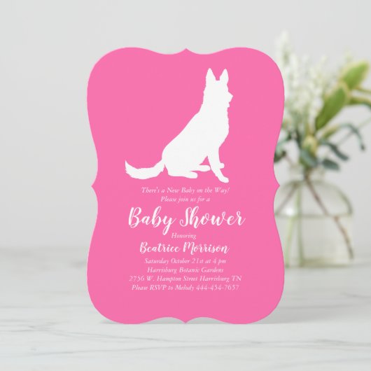Deutscher Schäferhund Dog Baby Dusche Französisch Einladung (Stehend Vorderseite)