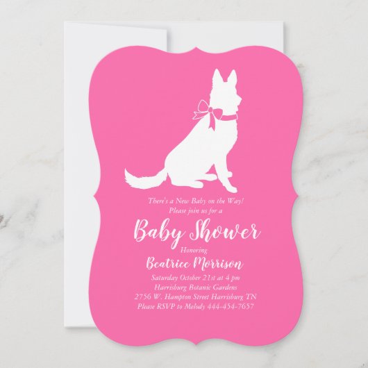 Deutscher Schäferhund Dog Baby Dusche Französisch Einladung (Vorderseite)