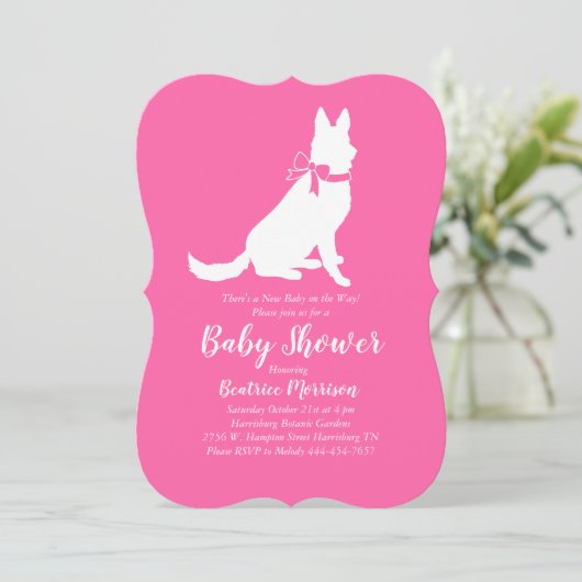 Deutscher Schäferhund Dog Baby Dusche Französisch Einladung (Stehend Vorderseite)