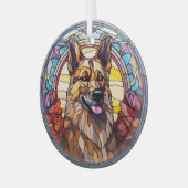 Deutscher Schäferhund Dog gestains Ornament Aus Glas (Vorderseite links)