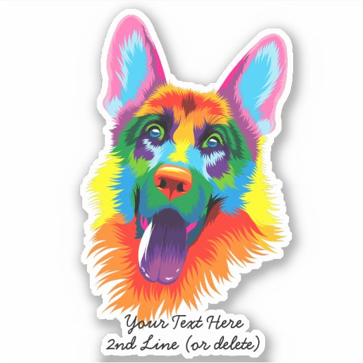 Deutscher Schäferhund Dog Multicolor Gemälde Aufkleber (Vorderseite)