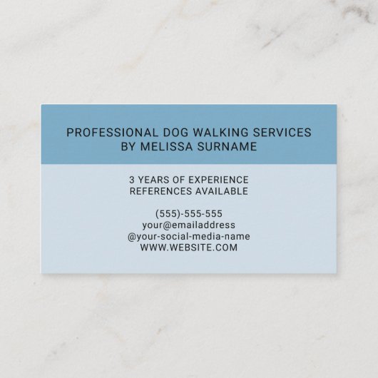 Deutscher Schäferhund Dog Walker Pet Service Blue Visitenkarte (Rückseite)