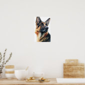 Deutscher Schäferhund dreht seinen Kopf Aquarell Poster (Küche)