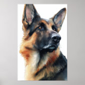 Deutscher Schäferhund dreht seinen Kopf Aquarell Poster (Vorne)