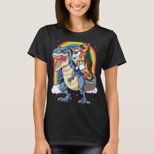 Deutscher Schäferhund Einhorn Reitender Dinosaurie T-Shirt