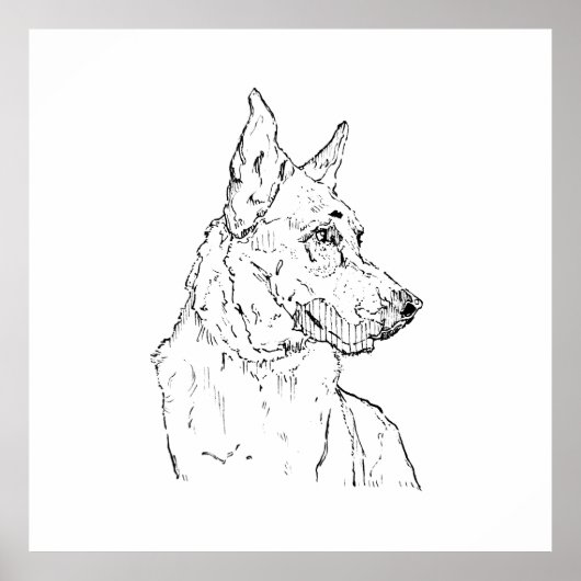 Deutscher Schäferhund Elsässer Hund Kunst Poster (Vorne)
