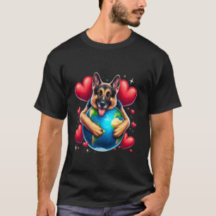 Deutscher Schäferhund Erdtags Umarmung Liebe Hunde T-Shirt