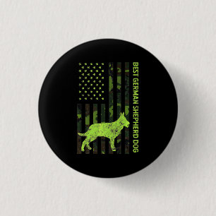 Deutscher Schäferhund erschüttert US-Flagge Camouf Button