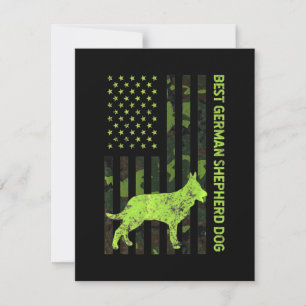 Deutscher Schäferhund erschüttert US-Flagge Camouf Dankeskarte