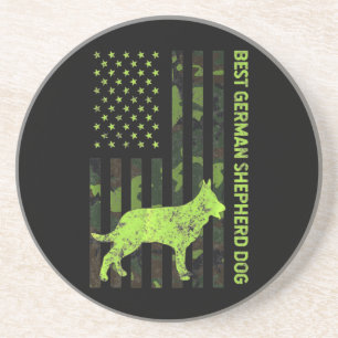Deutscher Schäferhund erschüttert US-Flagge Camouf Getränkeuntersetzer