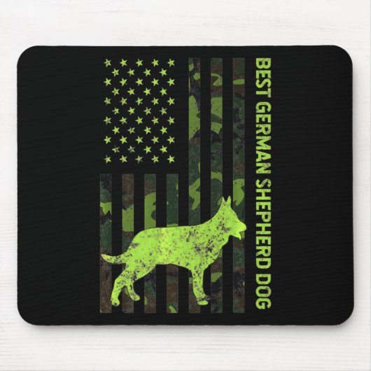 Deutscher Schäferhund erschüttert US-Flagge Camouf Mousepad (Vorne)