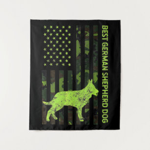 Deutscher Schäferhund erschüttert US-Flagge Camouf Wandteppich