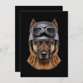 Deutscher Schäferhund, Fahrrad in Motorradhelm Einladung (Vorne/Hinten)