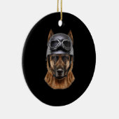 Deutscher Schäferhund, Fahrrad in Motorradhelm Keramik Ornament (Rechts)
