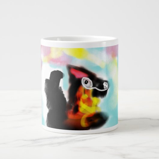 Deutscher Schäferhund farbenfroh Jumbo-Tasse (Vorderseite)