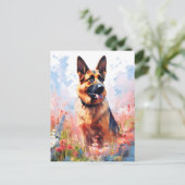 Deutscher Schäferhund farbenfrohe Aquarellbilder Postkarte (Stehend Vorderseite)