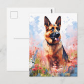Deutscher Schäferhund farbenfrohe Aquarellbilder Postkarte (Vorne/Hinten)